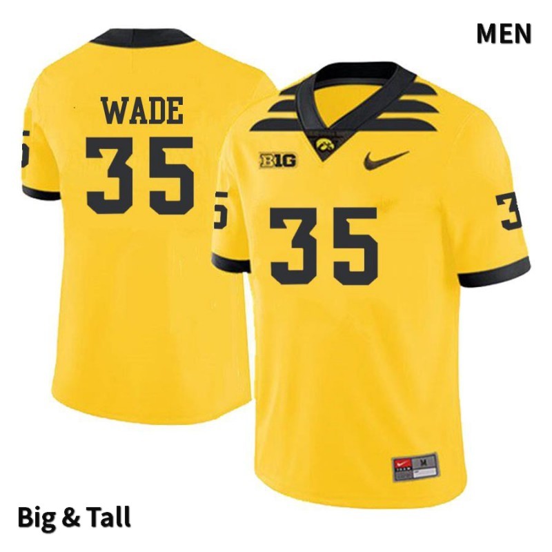 Men's Iowa Hawkeyes NCAA #35 Barrington Wade Yellow Authentic Nike Big & Tall Alumni Stitched College Football Jersey FH34V71LV
